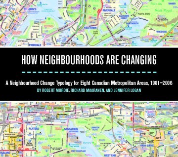 Toronto map with a black textbox through the middle that says "How Neighbourhoods are Changing"