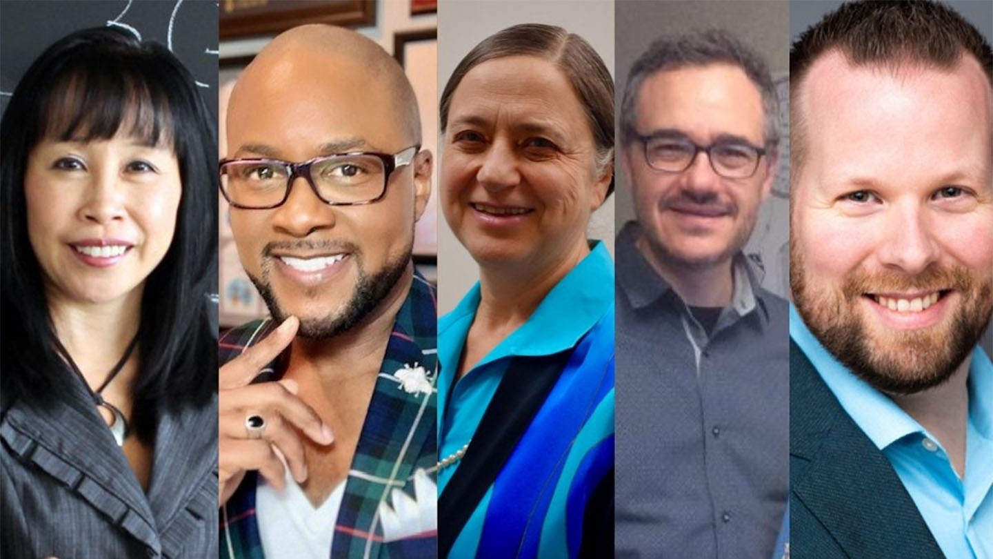 From the left: Professor Mary Reid, Dr. Andrew B.Campbell,  Professor Judith Silver, Noah Lazar and Professor Rob Simon.