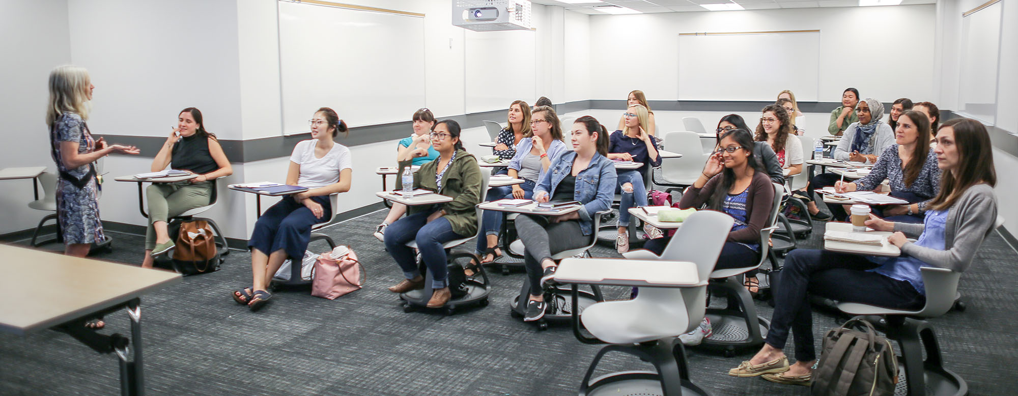 Students listening to a lecture.