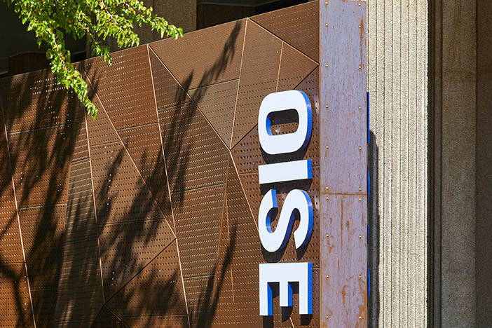 OISE building exterior signage. 