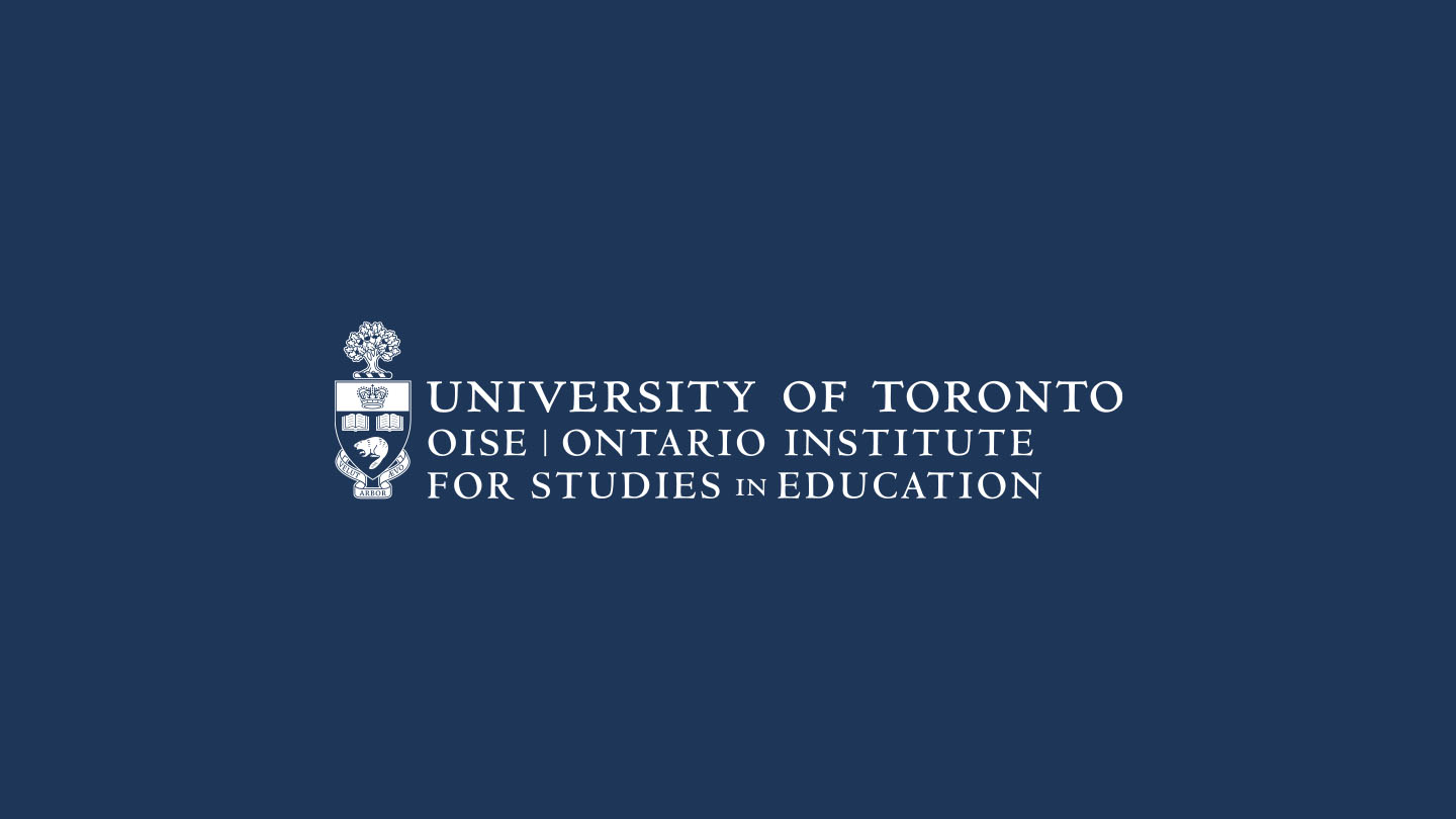 The Ontario Institute for Studies in Education trademark in white, on a University of Toronto blue background.