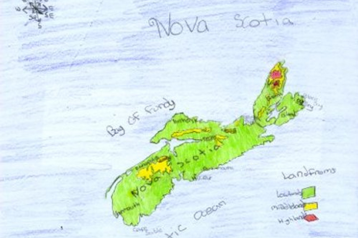 A drawing of Nova Scotia by Joshua Perry.