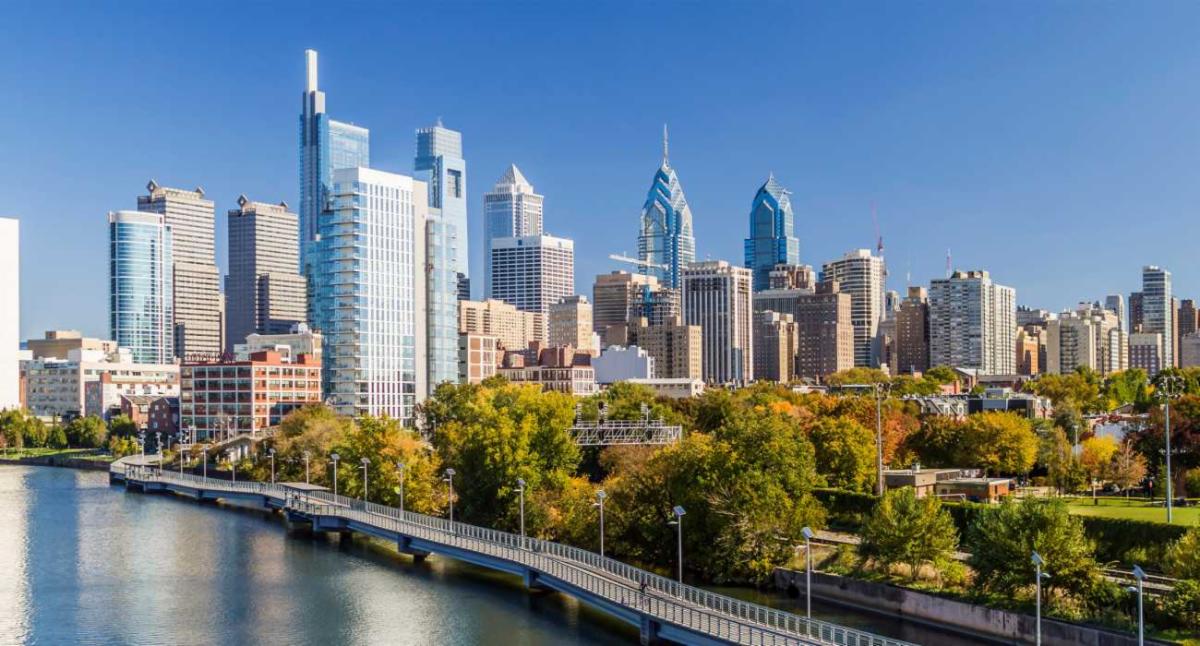 A photo of the Philadelphia skyline.