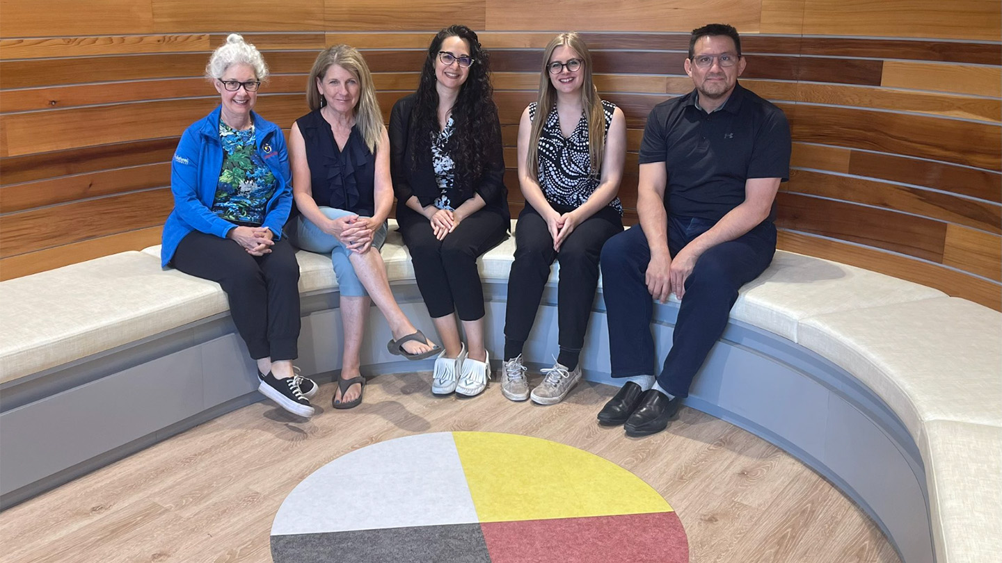 The research team, pictured in the University of Manitoba Indigenous Community Space: Gaa-maamawabing.