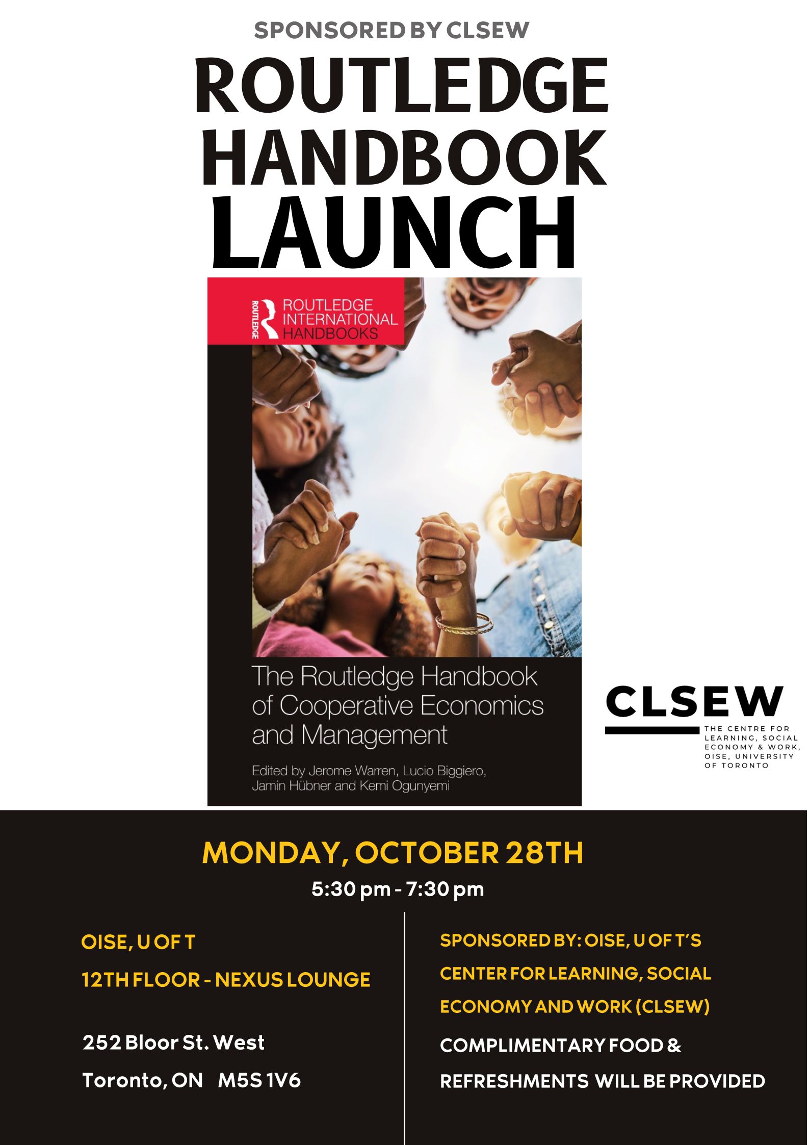 Image of Book Launch Event - This event is sponsored by the Centre for Learning, Social Economy & Work (CLSWE)