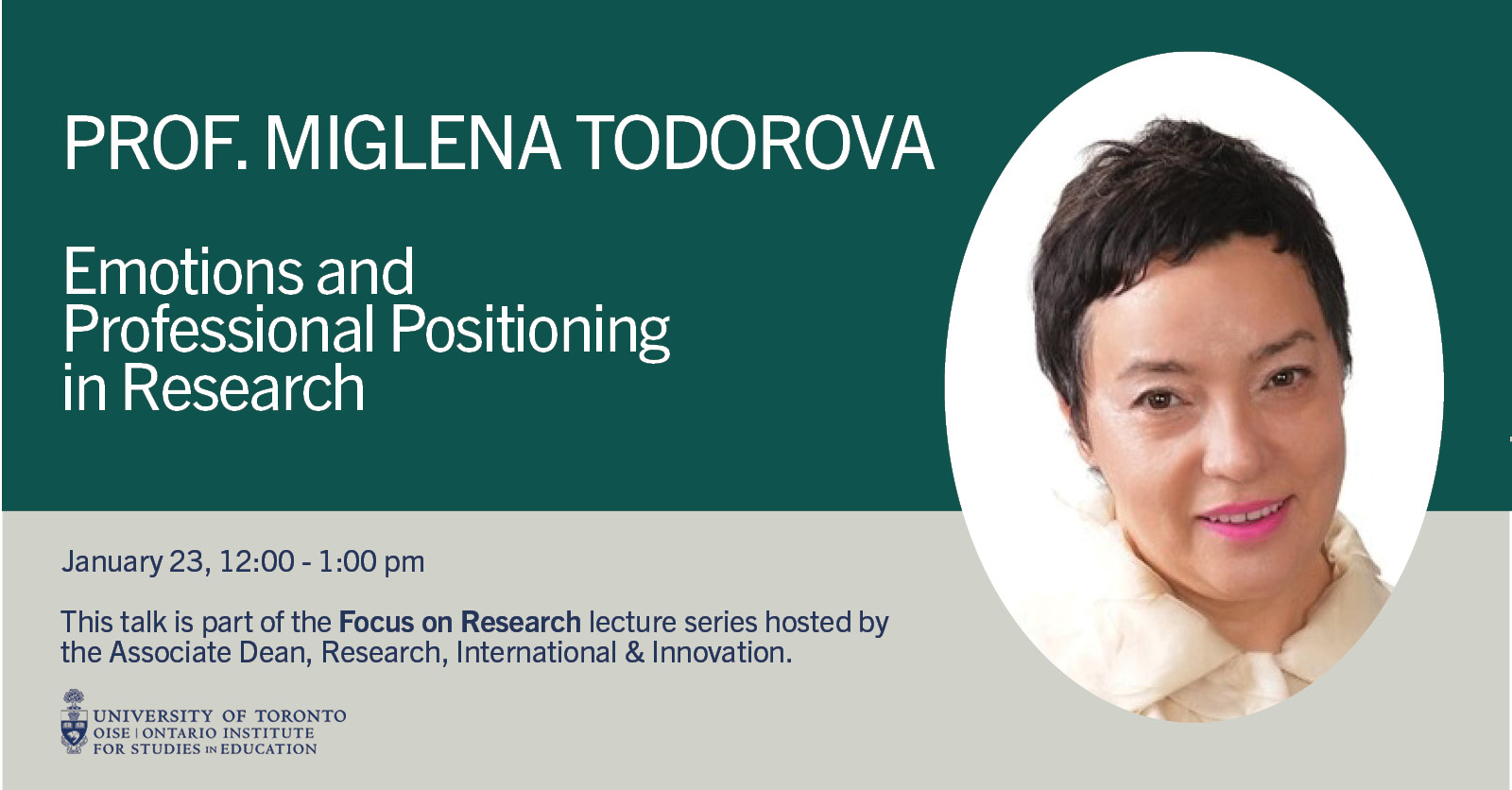 event poster, including a photo of Professor Todorova