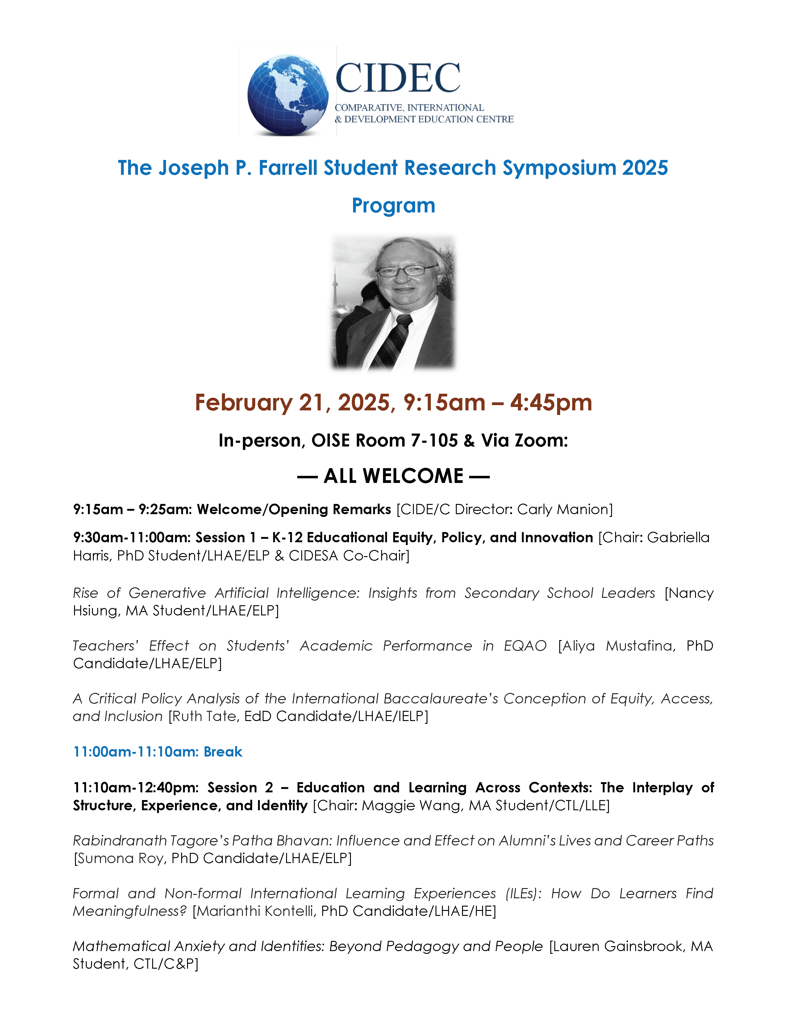 Joseph P. Farrell Student Research Symposium