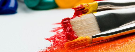 A paintbrush with paint.