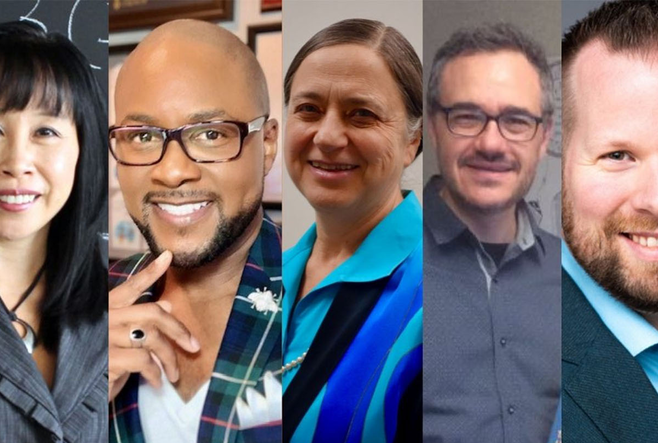 From the left: Professor Mary Reid, Dr. Andrew B.Campbell,  Professor Judith Silver, Noah Lazar and Professor Rob Simon.