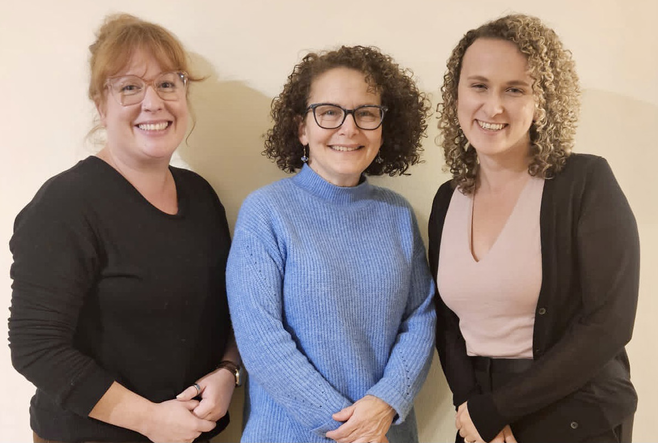 Left to right: Sarah Jones, Professor Julie Kerekes and Rebecca Schmor. Contributed photo.