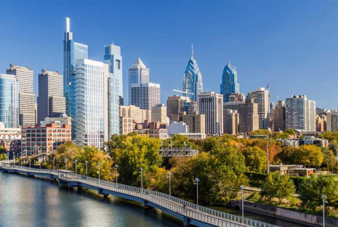 A photo of the Philadelphia skyline.