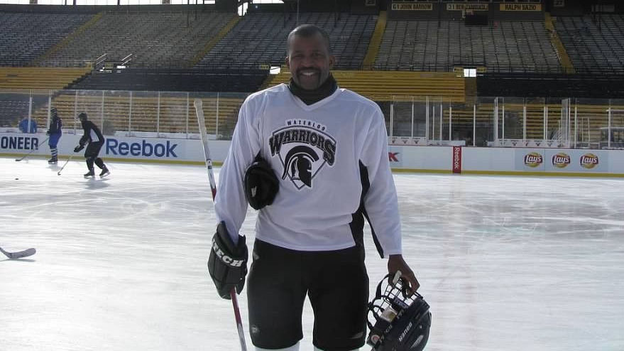 Dean Barnes pictured at an alumni hockey game at the former Ivor Wynne Stadium in Hamilton.