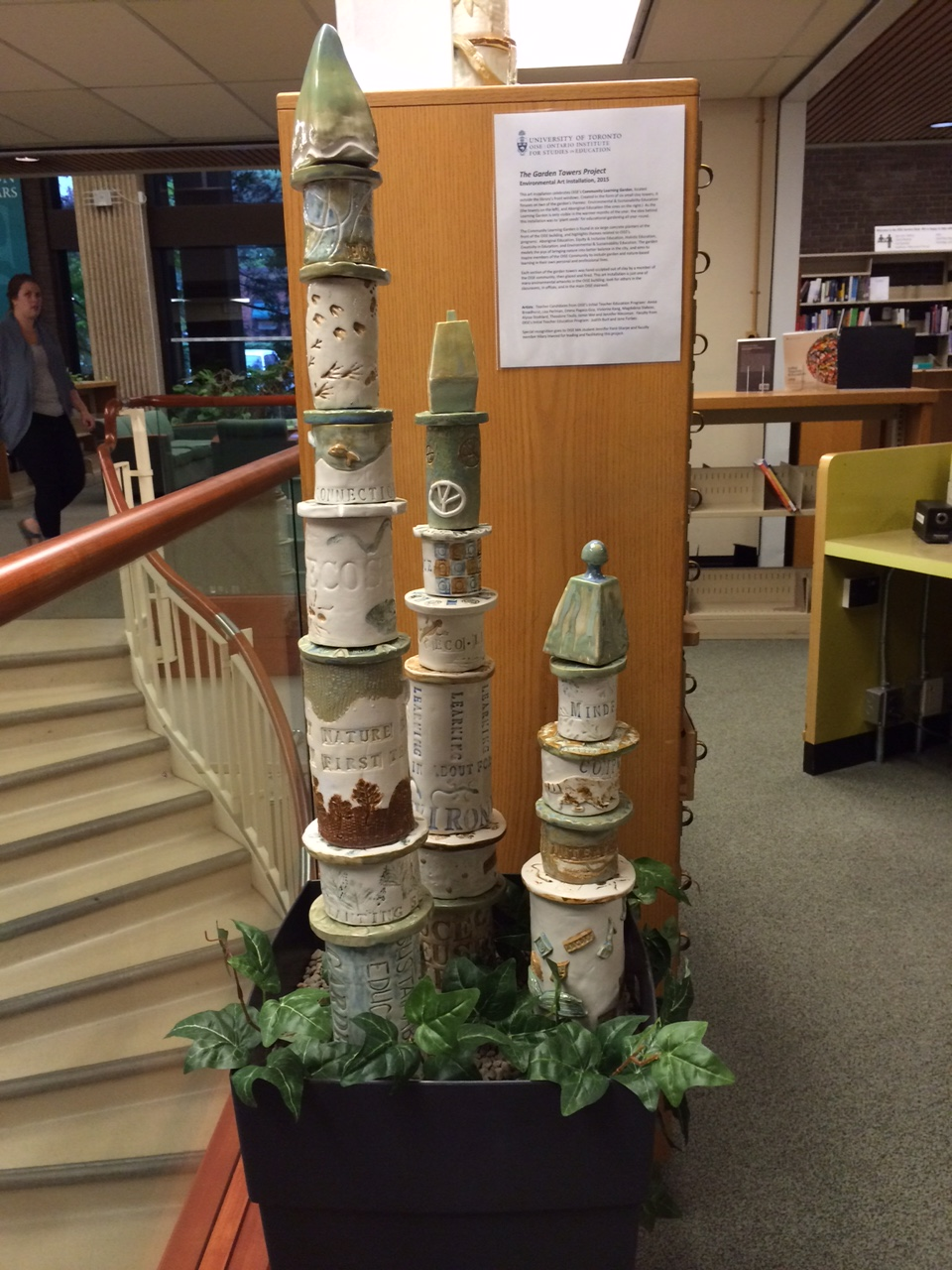 clay towers installation at OISE library