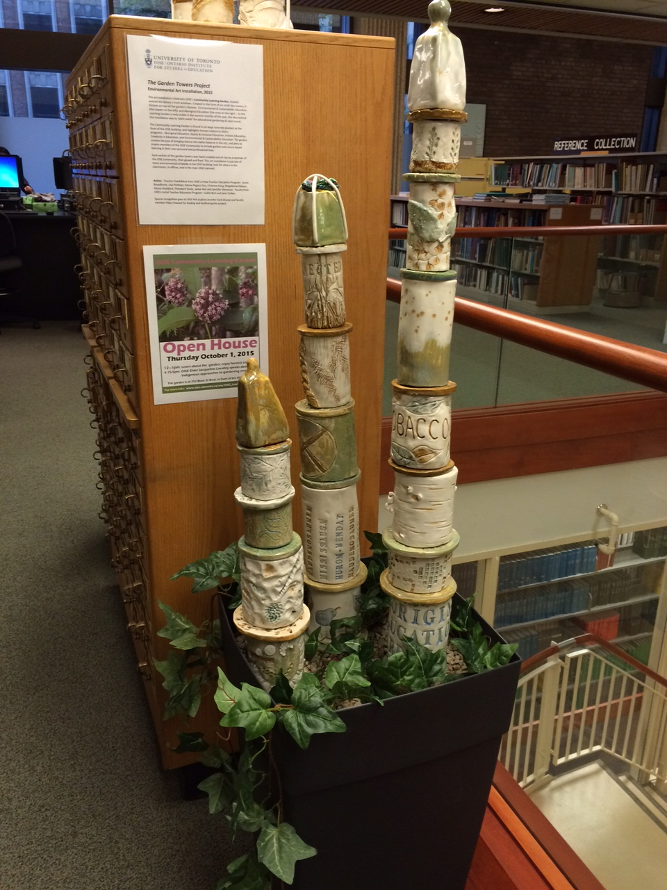 clay towers installation at OISE library