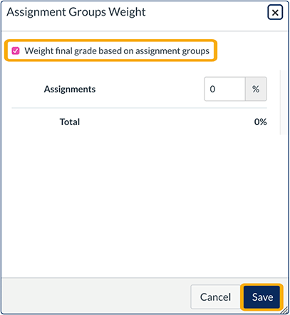 Weight final grade checkbox