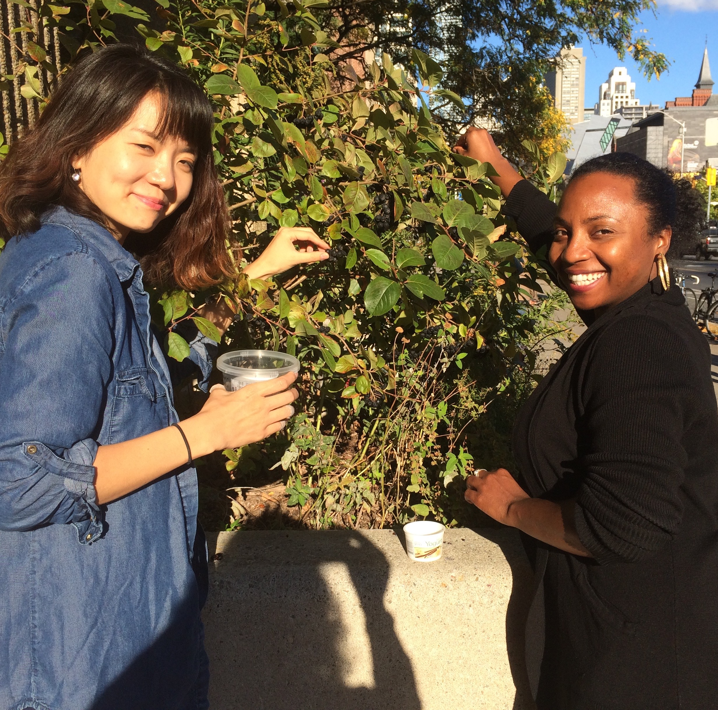 students in garden