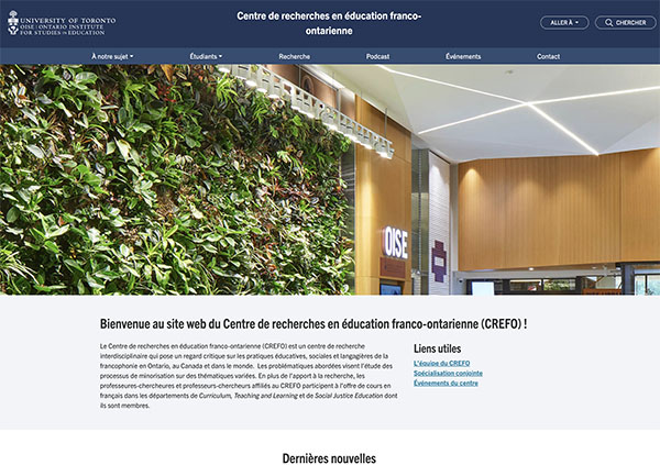 Centre de Recherches en Education Franco-ontarienne website screenshot