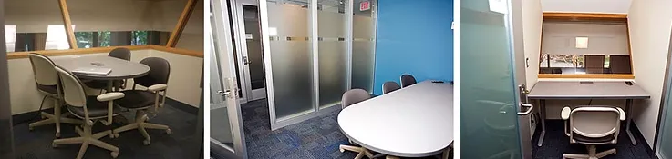 Three study rooms in the OISE library