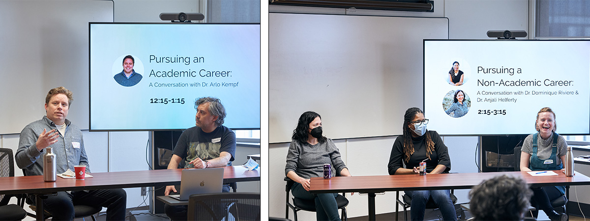 Photo: (L-R); Dr. Arlo Kempf and Claudio Jaramillo-Yanquepe, Dr. Anjali Helferty, Dr. Dominique Riviere with Lindsay Cavanaugh