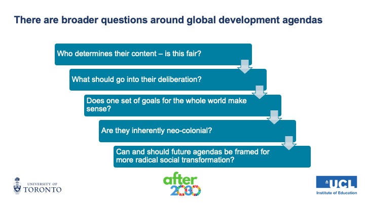 Visual displaying multiple debates about the SDGs generally