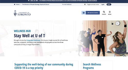 Wellness Hub website screenshot.