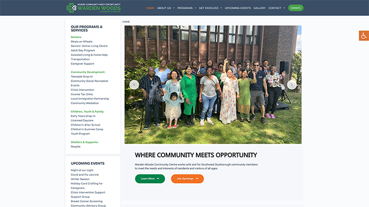 Warden Woods Community Centre (WWCC) website screenshot