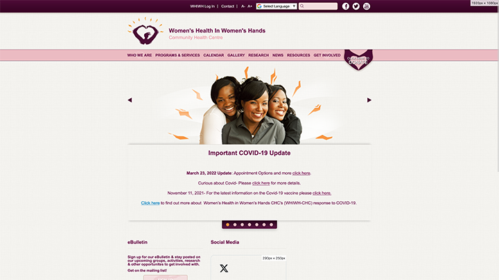 Women’s Health in Women’s Hands website screenshot