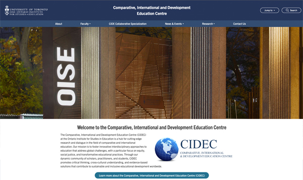 Comparative, International, and Development Education Centre website screenshot