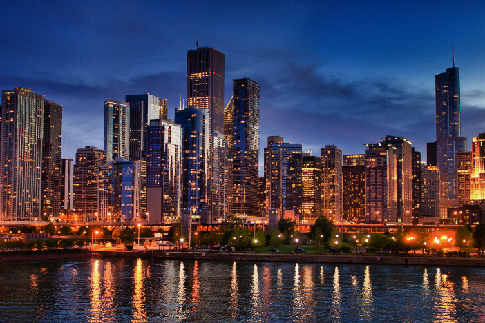 Chicago skyline at night