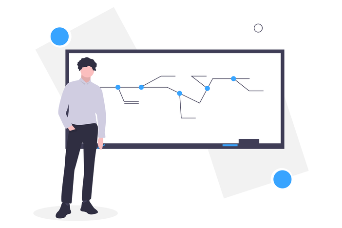 A man standing in front of a whiteboard with a diagram on it