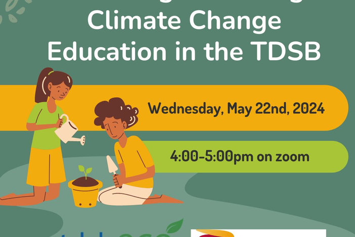 two children watering a plant to promote a TDSB/OISE webinar