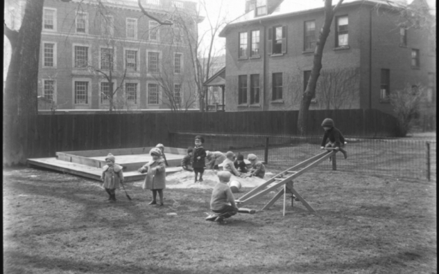 A dated photo of the JICS playground.