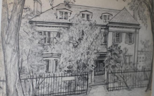 Pencil drawing of JICS on 45 Walmer Rd.