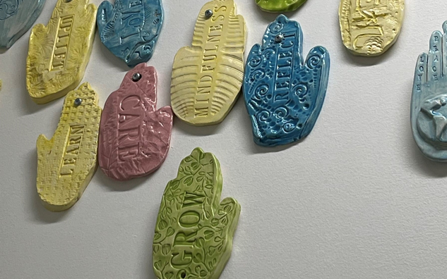 close-up of eco handprints