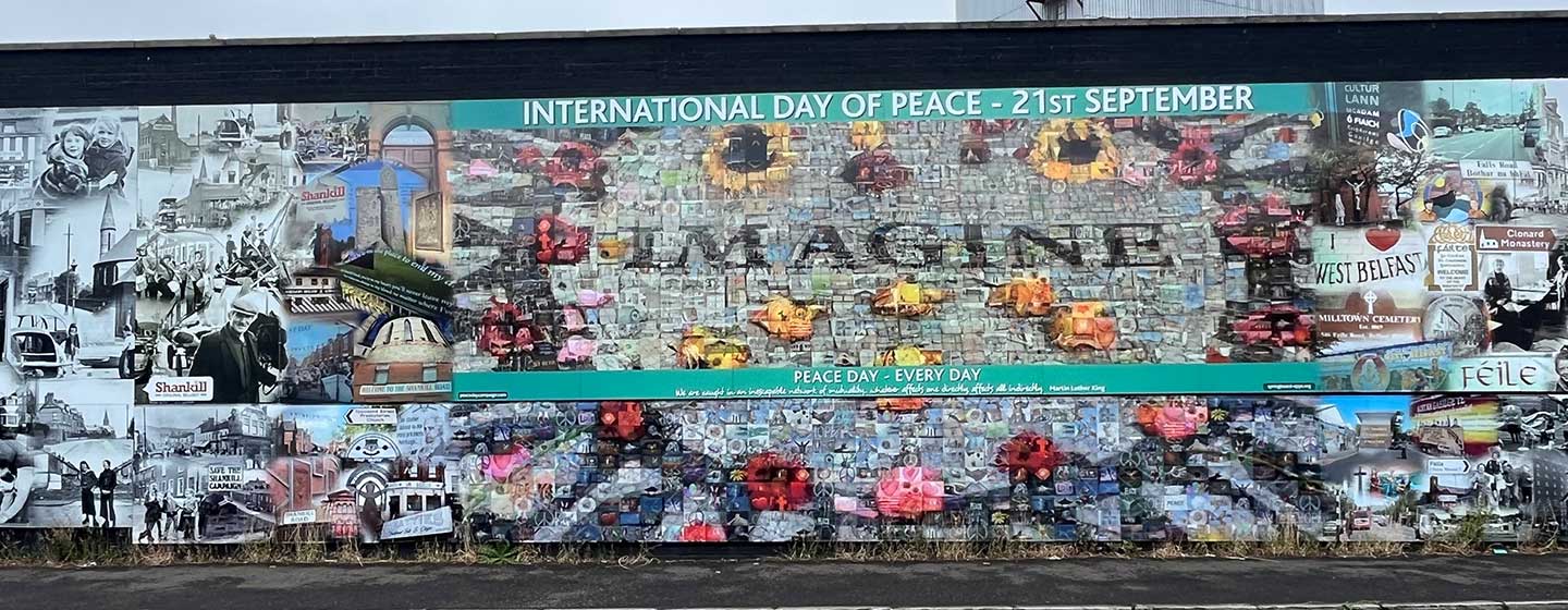 a mural promoting the international day of peace