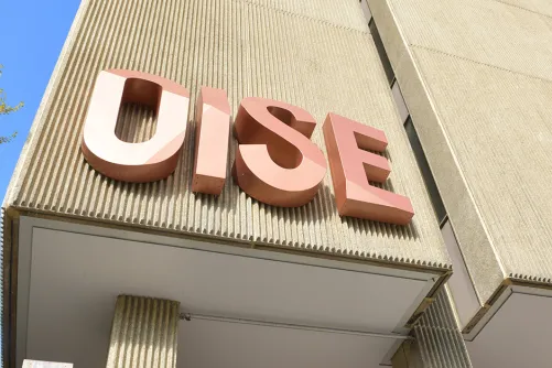 Outside signage of the OISE Building.