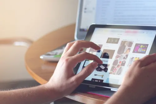 A person using a tablet.