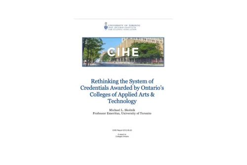 Rethinking the system of credentials awarded by Ontario's colleges of applied arts and technology