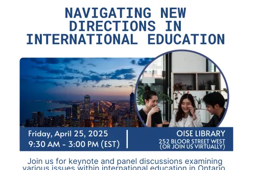 Navigating New Directions in International Education event poster.