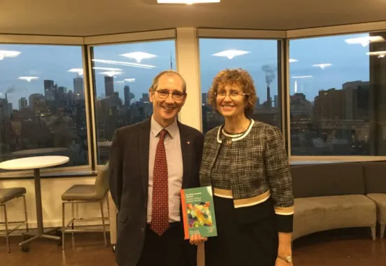 Enrica Piccardo and Brian North at the "The Action-oriented approach: A dynamic vision of language education" book launch.