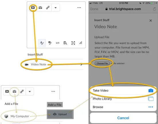 A three screencaptures overlapping of D2L/Brightspace Pulse.