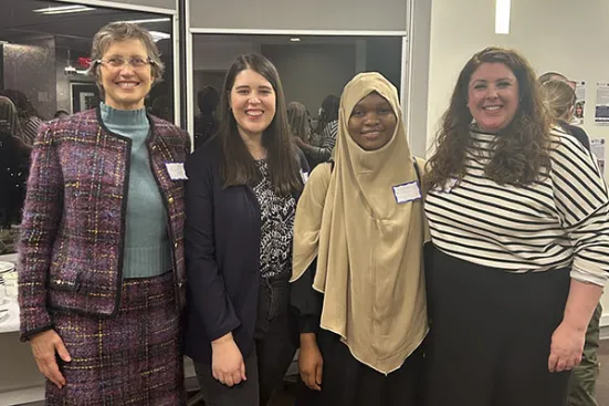 From left to right, Dr. Enrica Piccardo, Lisa Lackner, Aisha Adebayo, and Dr. Marie-Paule Lory.