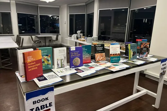 A table of books at the 2024 Publishing Party.