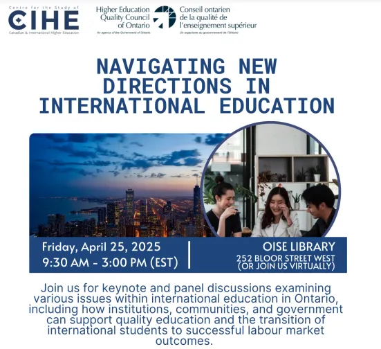 Navigating New Directions in International Education event poster.