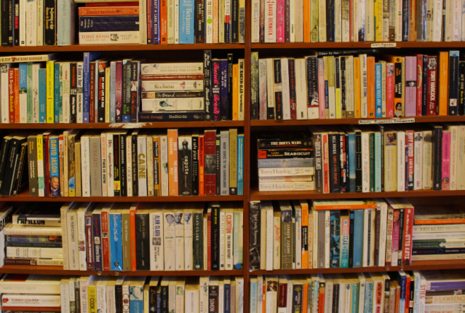 Library shelf full of books